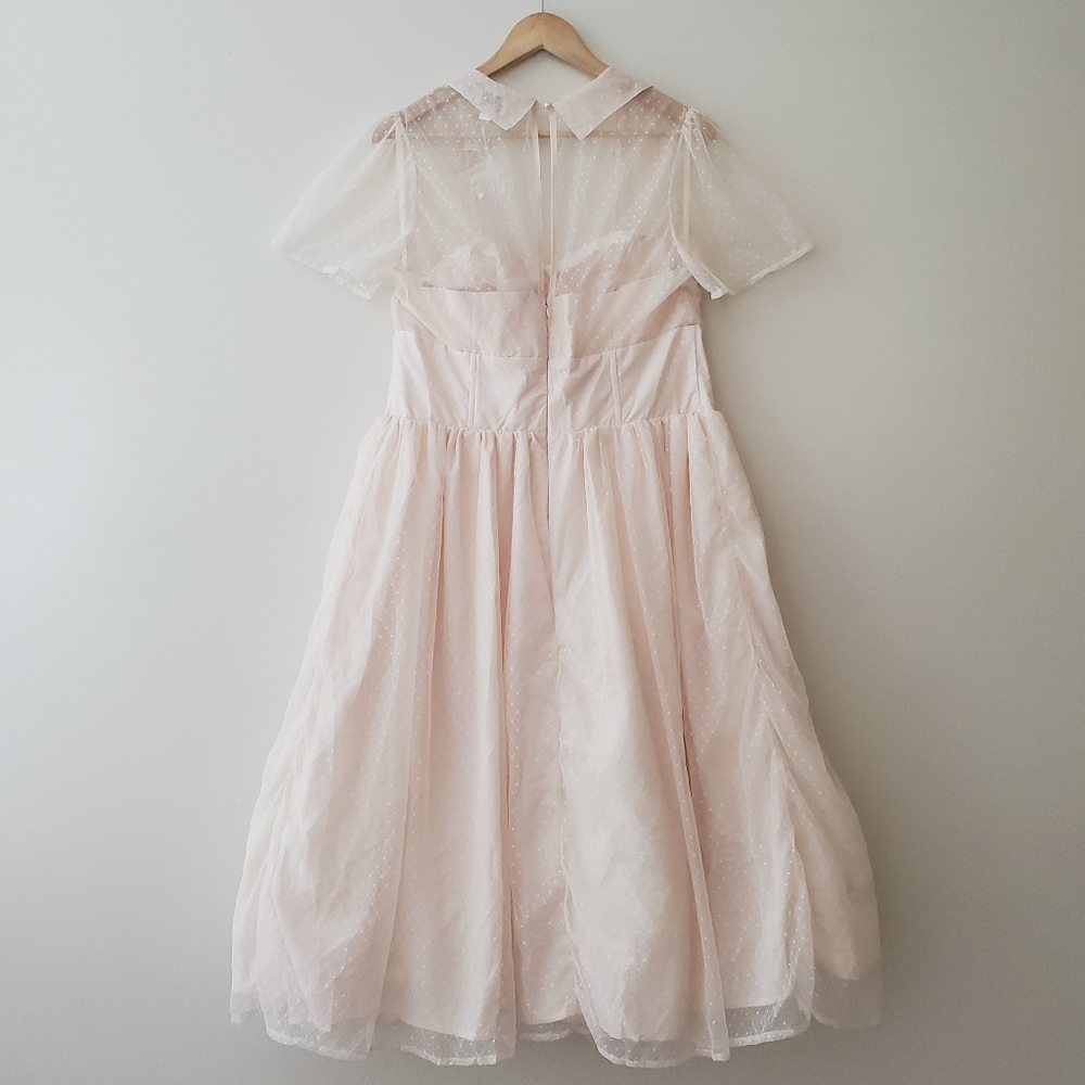 Unique Vintage Swiss Dot Tulle Sweetheart Retro Swing Dress - Picture 9 of 16